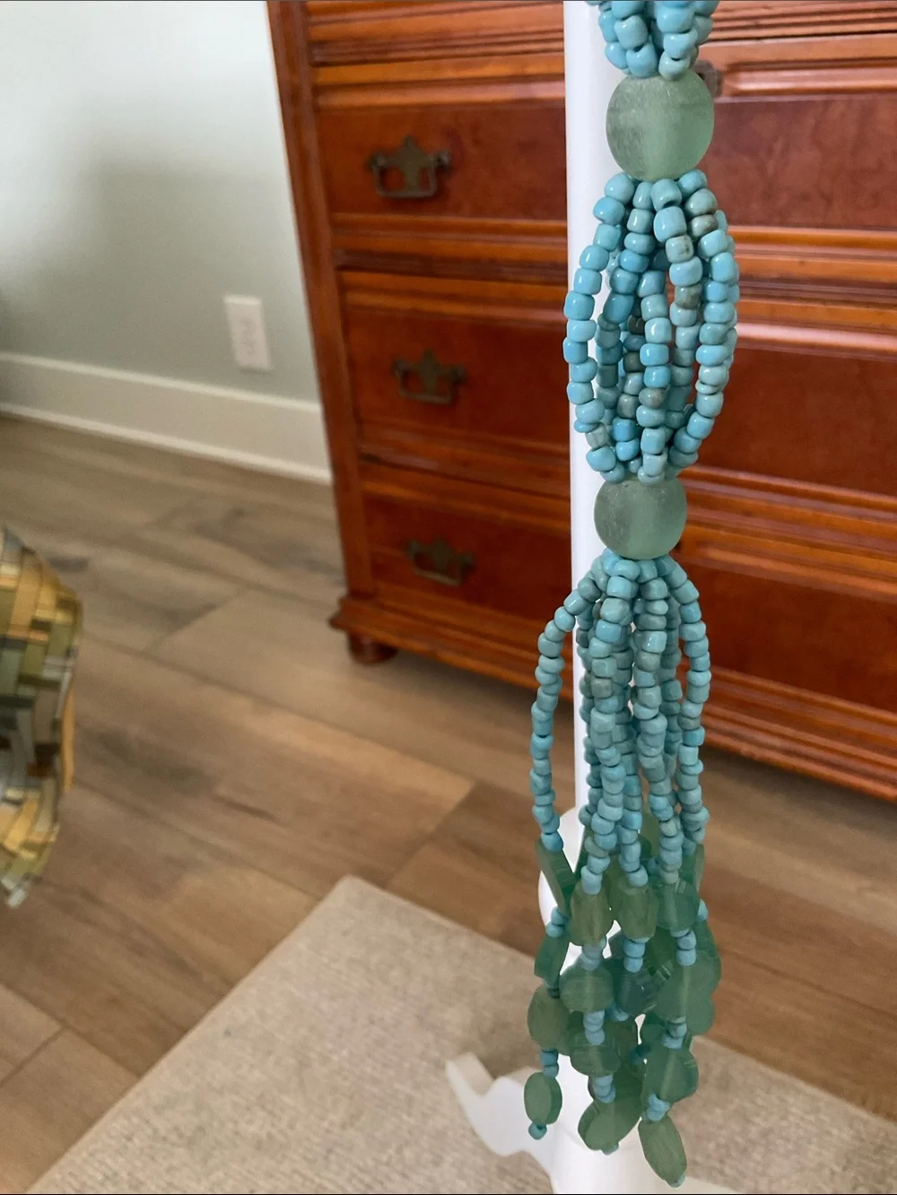 Braided Turquoise Colored Seed Bead Belt Boho Coastal Cowgirl Island Resortwear